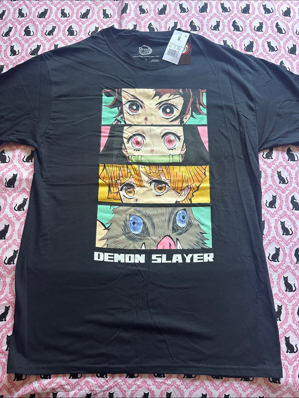 3/$15 Target Black Demon Slayer Graphic Tee with Multi-Color Character Panels